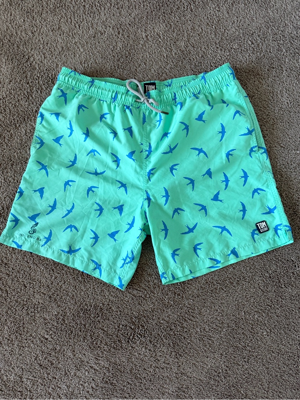 Tom and Teddy  Men’s Swim Trunks, Swim Shorts Bird Print XL